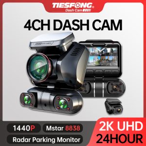 TiESFONG M10max 2K 1440P Dash Cam for Car DVR 4CH 360 Camera 24H Parking Monitor & GPS Night Vision Auto Video Recorder 256Gmax